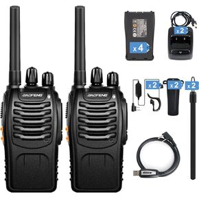 BAOFENG Walkie Talkies for Adults Long Range Rechargeable Walkie-Talkie with 12PCS Batteries & Earpieces with Mic, Portable FRS Two Way Radios for Business Camping Family Kids, Black BF-88A 6Pack