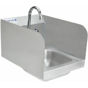 12" Wide Stainless Steel Wall Mounted Hand Sink | Commercial Prep Utility 9" x 9" Bowl for Kitchen Laundry Garage | 4" Center Gooseneck Faucet, 10" Backsplash, 16"D x 12"W x 13"H, 20 Gauge, NSF