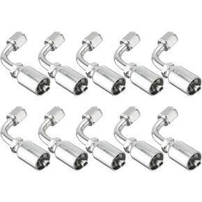 10 PCS 90° Hydraulic Hose Fittings, for 1/4" Hose x 1/4" JIC 37° Female 90° Hydraulic Hose End Elbow Crimp Fitting