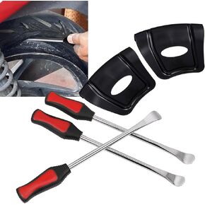 3Pcs Tire Spoon Lever Iron Tool with 2Pcs Wheel Rim Shield Set Compatible with Motorcycle Tire Changing Rim Guard for Motorcycle Install and Remove
