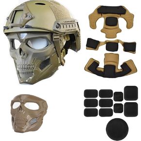JFFCESTORE Tactical Mask Protective Full Face Clear Goggle Skull mask Dual Mode Wearing Design Adjustable Strap
