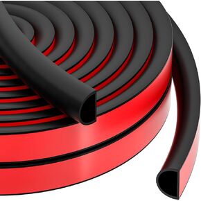 23FT Weather Stripping Door Seal, Self Adhesive Door Weather Stripping, Silicone Door Seal Strip for Door Frame, D-Shaped Door Insulation Strip, for Door & Window (White, 3/8"(W)×1/4"（T) ×23ft(L)