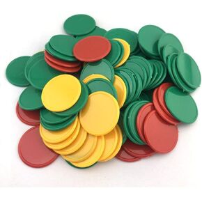 Smartdealspro Set of 100 Opaque 1 1/2 Inch Plastic Counting Counters Poker Chips for Casino Card Games (100pcs 3 Color Without Box)