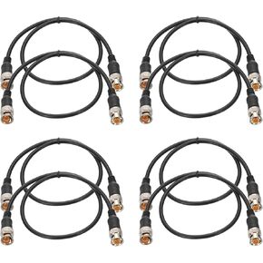 PATIKIL Power Cable 3.28Ft, 8 Pcs 11mm x 13mm RCA Male to Male Pigtail Barrel Plug Connector Cable for CCTV Security Camera Lighting Power Adapter, Black