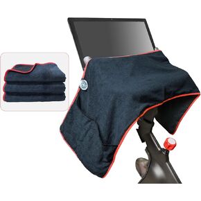 Sweat Protection Towel, Handlebar Sweat Towel for Peloton, Echelon Bike, Bike Trainer Stand, Indoor Cycling Workout Towel with 4 Pocket for Water Bottle or Phone Holder