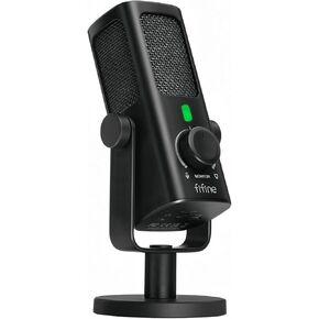 FIFINE USB-Podcast-Condenser-Microphone for Studio-Recording/Computer-Streaming, Desktop-Metal-Mic for YouTube Music Vocal Creation, with Monitor-Mix Volume-Control, Low-Cut Switch (PROFILE3)