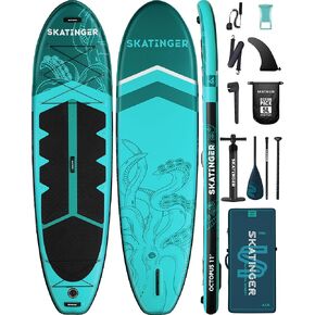 11'x34'' Extra Wide Inflatable Paddle Board, Up to 420lbsPaddle Boards for Adults, Stable Stand Up Paddle Board, 2 People/Family, Wide&Stable, Paddle, Shoulder Strap, US Fin