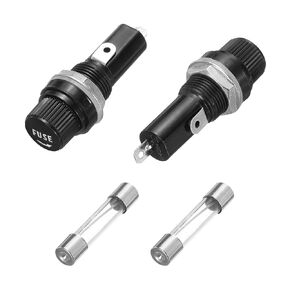 uxcell 2Pcs Panel Mounted Fuse Holders 45 x 18.4mm 250V 125V, 20A Screw Cap Fuse Holders with 2 Pcs 6 x 30mm Fast-Blow Glass Tubes Fuses