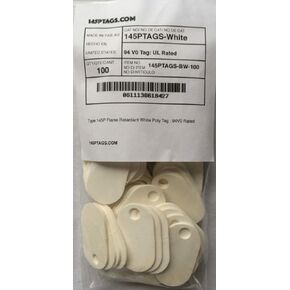 علامات 145P (حقيبة مكونة من 100 قطعة) بيضاء 94V0 مُصنفة - "BURNDY Style 145PTAG" للاتصالات والنقل وسوق تصنيع المعدات الأصلية، بيضاء (عبوة من 100 قطعة)