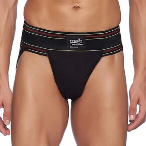Men's Athletic Wolf Stretchable Supporter Jockstraps with Cup Pocket, Ideal for Workout and Sports Quick Dry Moisture Wicking Underwear Black - Large