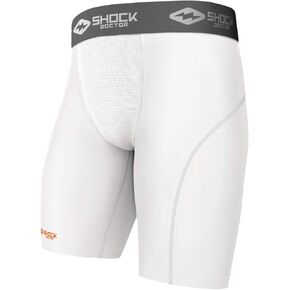 Shock Doctor Compression Shorts with Cup Pocket. Athletic Supporter Underwear with Pocket (Cup NOT Included) Youth & Adult White