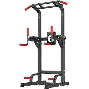 SogesHome Power Tower Pull Up Bar and Dip Stand,10 Adjustable Height Assistive Trainer Dip Station,Multi-Function Strength Training Fitness Workout Station for Home Gym Fitness Equipment，Capacity 500LBS