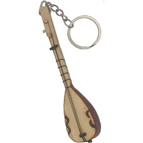 Miniature Turkish Baglama Keychain – Handmade Musical Instrument Ornament Gift