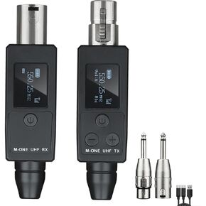 Wireless Microphone Transmitter Receiver System, UHF Wireless XLR Transmitter and Receiver for Dynamic Mic, 98ft to 164ft Range,20 Channels,Guitar Receiver for Audio Mixer,PA System