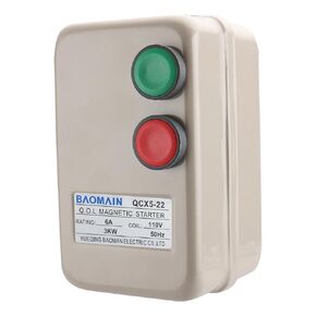 Baomain Magnetic Starter QCX5-22 AC 110V Coil 3 Phase 4 HP 6A (4.5A-7.2A) 50Hz 3Poles