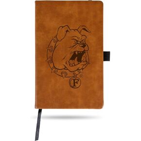 Rico Industries NCAA Ferris State Bulldogs Brown Laser Engraved Small Notepad Jounral/Notepad 8.25" x 5.25"- Office Accessory