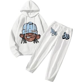 بدلات رياضية للرجال مكونة من قطعتين، سترات بغطاء للرأس ورسوم كارتونية، وسراويل رياضية للتمرين in Kuwait