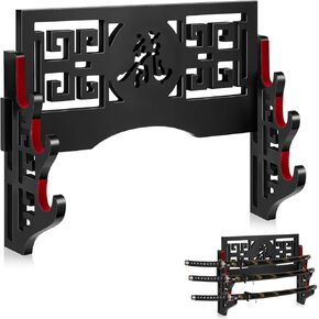 Barydat Katana Mount Sword Holder Stand Wall Mount Katana Samurai Sword Display Rack Hanger Gifts for Christmas Japanese Wakizashi Katana Samurai Sword Hobby Collection for Men(3 Tier)