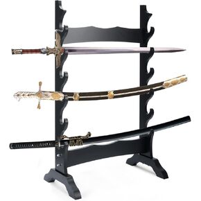 lukar 8 Tier Sword Display Stand Floor, Multilayer Katana Stand Floor, Wooden Sword Rack Floor Stand, Japanese Samurai Sword Holder