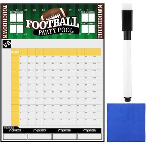 3 Pcs Giant Magnetic Football Pool Game Set 23x31''football 100 Squares Board Reusable Football Pool Poster Dry Erase Office Pool for Tailgate Party Betting Super Game Bowl Score Themed Decor