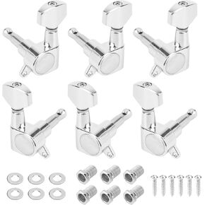 6pcs 3L3R Guitar Tuner Pegs, Chrome Guitar Tuners Machine Heads 45 Degree Bevel Guitar Tuning Key Knob Guitar String Tuning Pegs for Acoustic or Electric Guitar