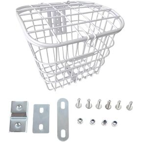 Bike Basket, All Metal Tube Front and Rear Bike Basket, Stylish White Hanging Decorative Basket, Convenient and Secure Storage Solution for Commuting, Camping