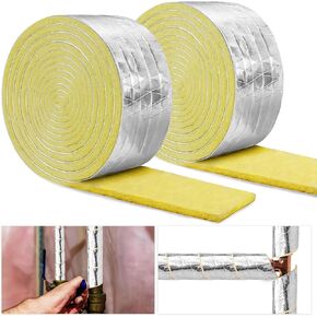 32.8 FTx 3 in Foiled Back Fiberglass Pipe Insulation Wrap,Pipe Insulation Foam Wrap Tape Ceramic Water Pipe Insulation Wrap for Outdoor Indoor Pipe Insulation Wrap Freezing Weather (1 Pack)