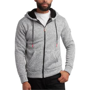 CANADA WEATHER GEAR Men's Sweater Fleece Hoodie - Warm Fleece Zip Up Hoodie Sweatshirt for Men with Sherpa Lining (M-XXL)