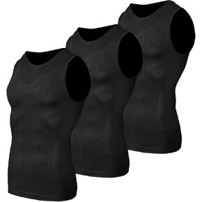 Odoland 3 Pack Men Compression Shirt, Tummy Control Slimming Undershirt Tank Top Men Body Shaper