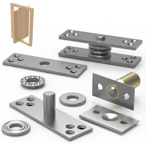 Door Pivot Hinges Heavy Duty Hinges for Max 300 lb Wood Doors ，Pivot Hinges for Hidden Door Bookcase,Secret Door,with Door Ball Catch Hardware