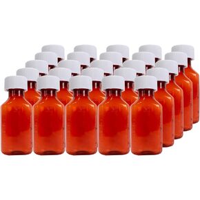 Plastic Amber Oval Liquid Medicine Bottles, 2oz, 25 Count, Child Resistant Cap/Safety Lid, Pharmacy Prescription Dispensing Bottle, OVAL2EACHX25