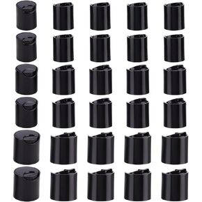BENECREAT 30Pcs PP Plastic Press Caps, 3 Size Black Replacement Disc Top Closure Dispensing Lotion Bottle Closure for Squeeze Bottles Neck Diameter 0.7/0.8/1 inch Thread Type 410