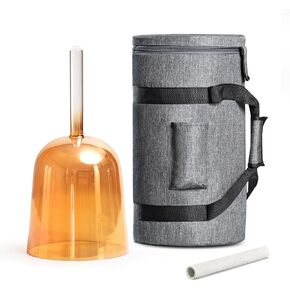 432HZ 6 Inch F Note Golden Tea Color Quartz Handle Singing Bowl with Carry Case Bag for Sound Healing and Meditation