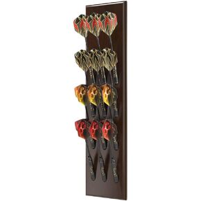 CCExquisite Dart Holder | Wall Mounted Dart Caddy | Black Solid Wood Dart Storage Rack | Displays 12 SteelSoft Tip Darts | Precision Drilled Holes | Compatible with All Sisal & Electronic