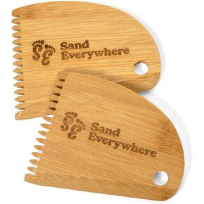 Surf Wax Comb 2 Pack - Bamboo Surf Board Wax Scraper and Wax Remover Pack Surf Wax Combs: Scraper Tool, Wax Remover- Works with Sex Wax, Sticky Bumps & More- Cheap Gifts for Surfers