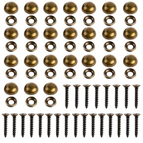 Brass Decorative Screws with Caps, 24Pcs 15mm Upholstery Tacks Self Tapping Screw Mirror Screws with Decorative Caps Screw Covers for Furniture Fixing, Painting Fixing, Mirror Fixing