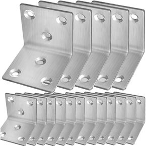 20Pcs Stainless Steel Angle Brackets, 1.5"x1.5"x1.5" Black L Brackets for Wood, 40MM 1.5Inch Heavy Duty Wide Corner Brackets Metal Corner Brace 90Degree L Shape Bracket for Wooden Frame Bed Furniture