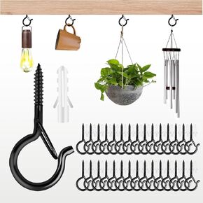 30 PCS Screw Hooks for Hanging Outdoor String Lights,2.2 Inch Heavy Duty Eye Hook Q-Hanger, Ceiling Hooks for Hanging Plants