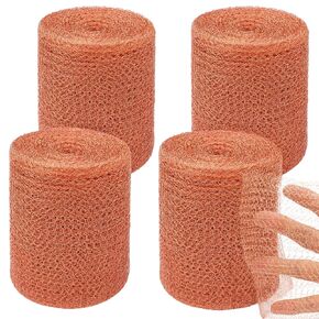 4 Pcs Copper Mesh Rodent Control Kit 5in x 33ft Rustproof Copper Mesh Roll for Mice Bat Bird Snake Snail Control Sturdy Pure Copper Mesh Wool for Hole Blocking Gardening Sealing Water Opening
