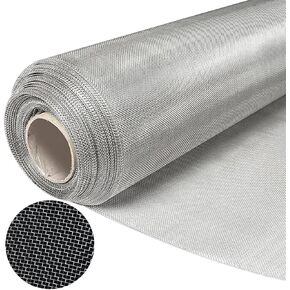 KISKIS 304 Stainless Steel Woven Wire 20 Mesh Air Vent Window Screen,Filter Mesh Roll Metal Screen Fine Mesh, Easy to Cut Sturdy for Door Patio Cover, Cage Garden,60X300CM24X118INCH