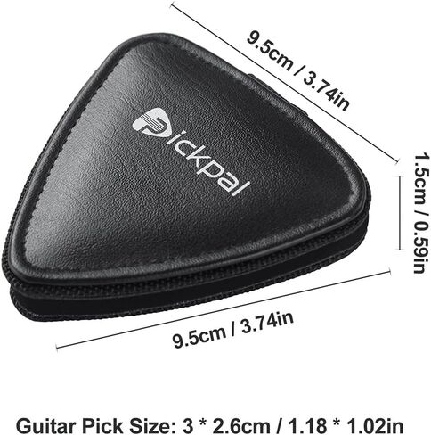 Guitar Pick Holder Case, PU Leather Guitar Pick Bag, with 12 pcs Celluloid and 6 pcs Metal Guitar Picks in Kuwait