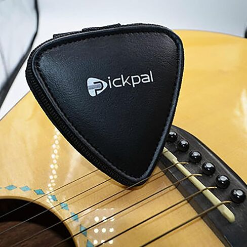 Guitar Pick Holder Case, PU Leather Guitar Pick Bag, with 12 pcs Celluloid and 6 pcs Metal Guitar Picks in Kuwait