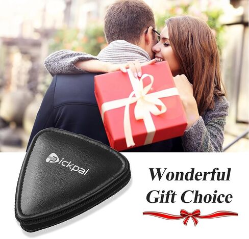 Guitar Pick Holder Case, PU Leather Guitar Pick Bag, with 12 pcs Celluloid and 6 pcs Metal Guitar Picks in Kuwait