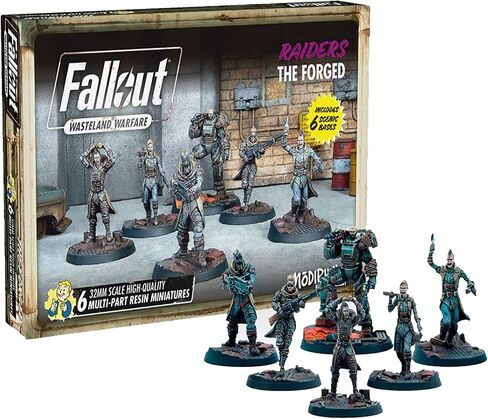 Modiphius: Fallout: Wasteland Warfare - Raiders Overlords - 3 شخصيات، Nuka World Wave، منمنمات غير مطلية متعددة الأجزاء من الراتنج 32 مم، آر بي جي، قواعد ذات مناظر طبيعية in Kuwait