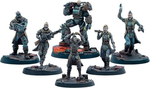 Modiphius: Fallout: Wasteland Warfare - Raiders Overlords - 3 شخصيات، Nuka World Wave، منمنمات غير مطلية متعددة الأجزاء من الراتنج 32 مم، آر بي جي، قواعد ذات مناظر طبيعية in Kuwait