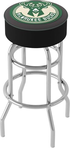 Trademark Global Bar Stool - Milwaukee Bucks Logo Stool with Foam Padded Seat - Swivel Chair for Game Room, Garage, or Home Bar in Saudi Arabia