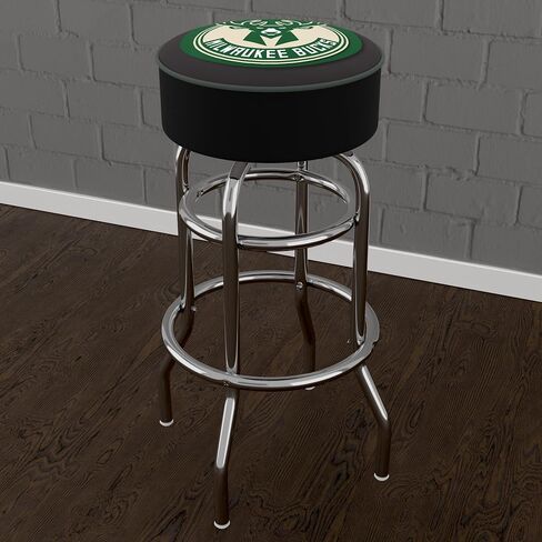 Trademark Global Bar Stool - Milwaukee Bucks Logo Stool with Foam Padded Seat - Swivel Chair for Game Room, Garage, or Home Bar in Saudi Arabia