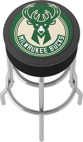 Trademark Global Bar Stool - Milwaukee Bucks Logo Stool with Foam Padded Seat - Swivel Chair for Game Room, Garage, or Home Bar in Saudi Arabia