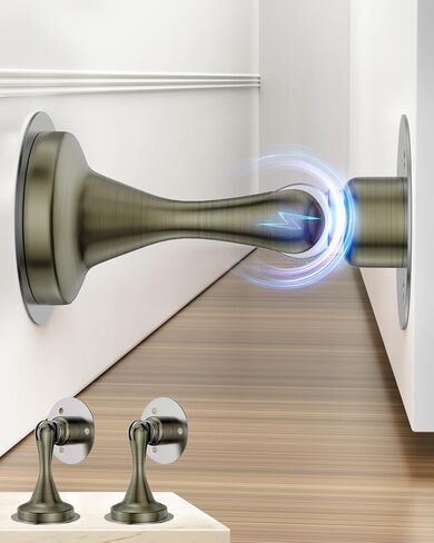 Magnetic Door Stoppers Door Catch - 1 Pack Stainless Steel Heavy Duty Door Stops for Bottom of Door, Wall & Floor Mounting No-Drill Strong Adhesive & Screws, Strong Door Holder to Keep Door Open in Kuwait