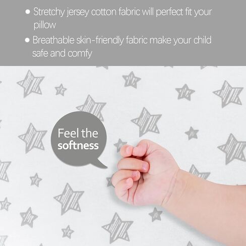 Toddler Pillow 2 Pack with Pillowcase (13 x 18), Cotton Kid Pillow for Sleeping, Machine Washable Soft Travel Pillow, Toddler Use Only, Age 2 to 5 (Gray&Pink) in Saudi Arabia